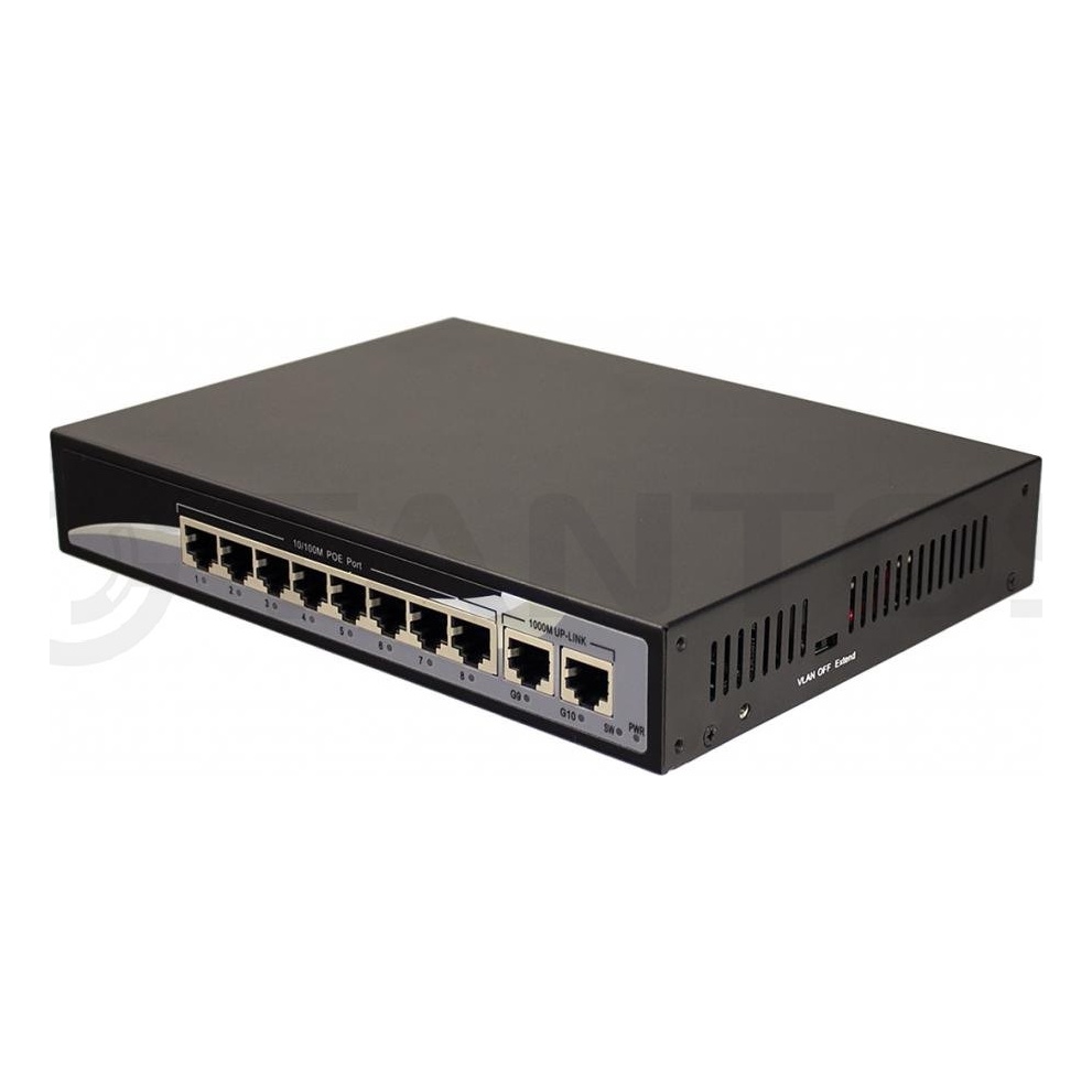 TANTOS TSn-8P10V ∙ 10 портовый POE Ethernet коммутатор. 8 POE Ethernet 10/100Мб портов