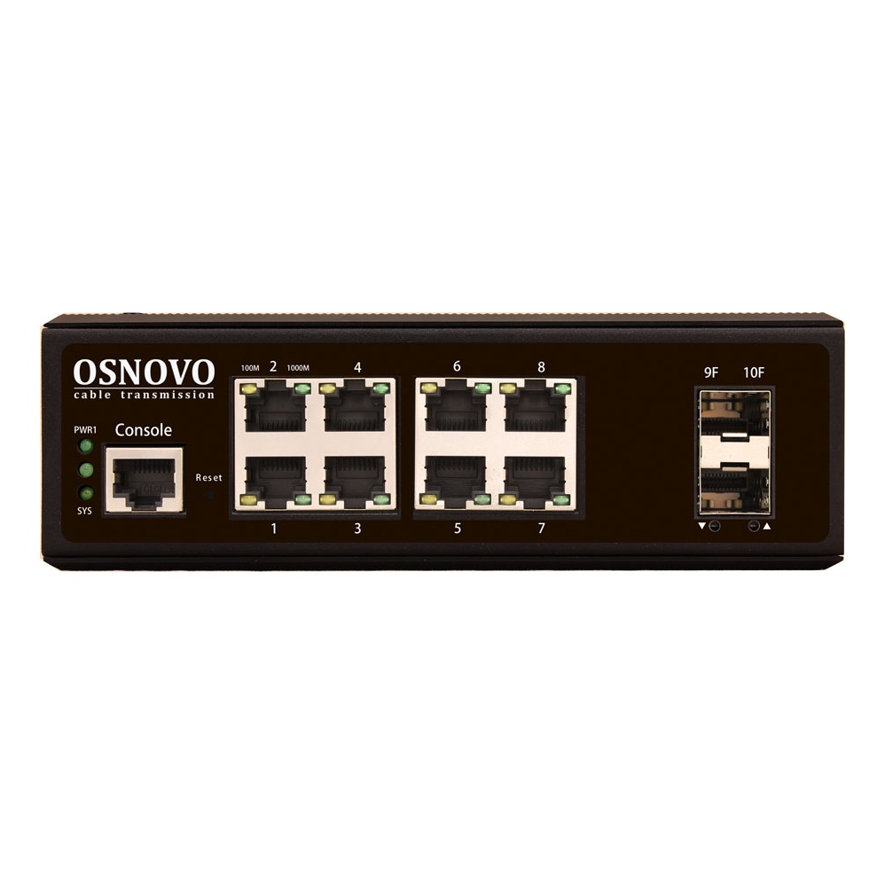 OSNOVO SW-70802/IL SW-70802/IL Промышленный управляемый (L2+) коммутатор Gigabit Ethernet на 8 GE Rj45 + 2 GE SFP порта