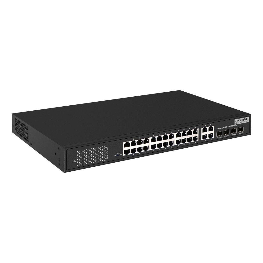 OSNOVO SW-62444(400W) SW-62444(400W) PoE коммутатор Fast Ethernet на 24 x RJ45 портов + 4 x GE Combo uplink порта