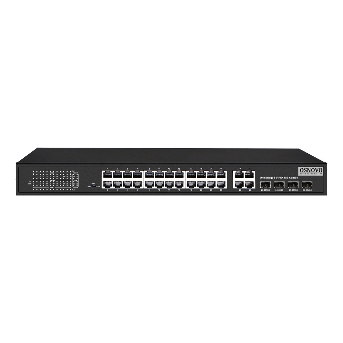 OSNOVO SW-62444(400W) SW-62444(400W) PoE коммутатор Fast Ethernet на 24 x RJ45 портов + 4 x GE Combo uplink порта