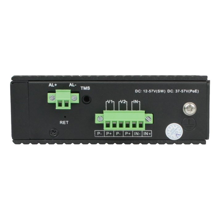 OSNOVO SW-80402/ILS(port 90W,180W) SW-80402/ILS(port 90W,180W) Промышленный управляемый (L2+) HiPoE коммутатор Gigabit Ethernet на 4GE PoE + 2GE SFP порта с функцией мониторинга температуры/ влажности/ напряжения