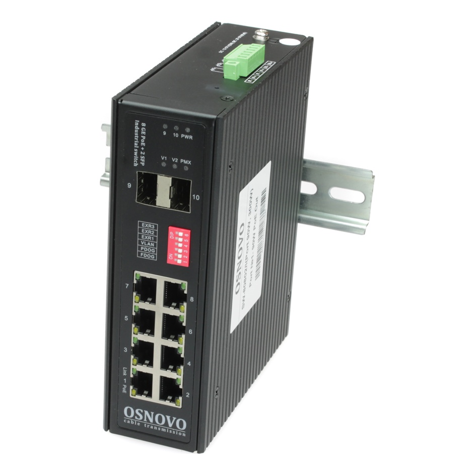 OSNOVO SW-80802/I(Port 90W,300W) SW-80802/I(Port 90W,300W) Промышленный HiPoE коммутатор Gigabit Ethernet на 8GE PoE + 2 GE SFP порта