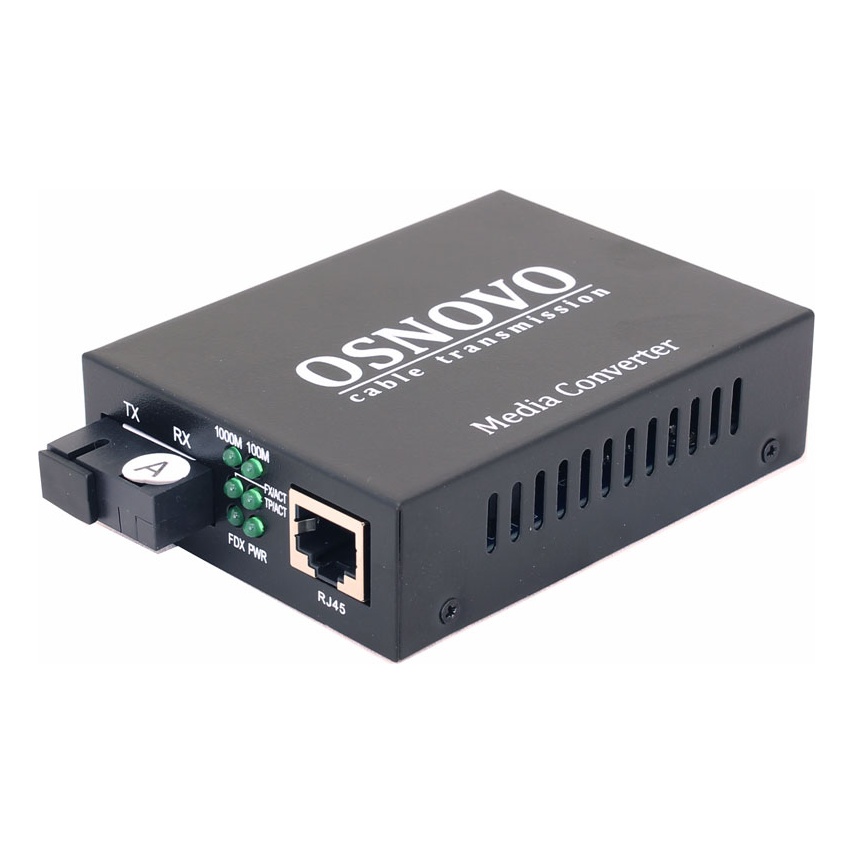 OSNOVO OMC-1000-11S5a OMC-1000-11S5a Оптический Gigabit Ethernet медиаконвертер для передачи Ethernet по одному волокну одномодового оптического кабеля до 20км (по многомодовому кабелю до 500м)