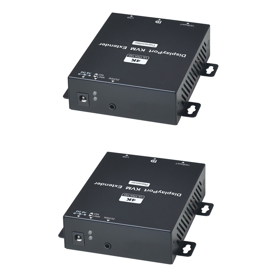 SC&T DP02U Комплект (передатчик + приёмник) для передачи DisplayPort + USB + RS232 по одному кабелю витой пары CAT5e(HDBaseT) до 150м(1080px60Гц(8бит), CAT6 до 100м(4096х2160х60Гц(4:2:0) или 4096х2160х30Гц(4:4:4)