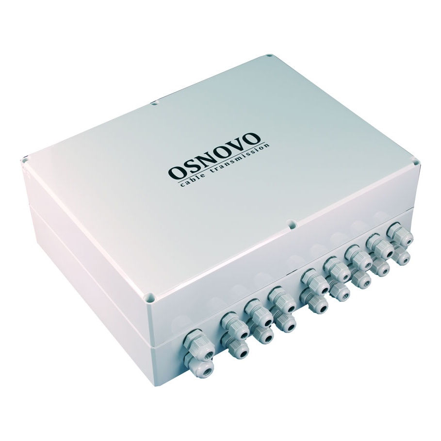 OSNOVO SP-IP8/1000PW Уличное устройство грозозащиты на 8 портов для локальной вычислительной сети (скорость до 1000 Мб/с) с защитой линий PoE (af/at, методы A + B, контакты 1/2, 3/6, 4/5, 7/8) и защитой линии питания 220V